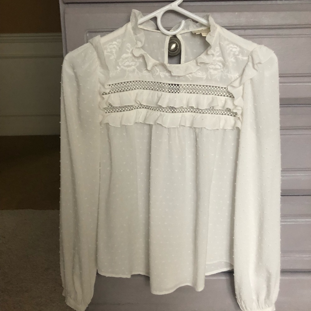 Kate Spade Ruffle Neck Shirt Size XS